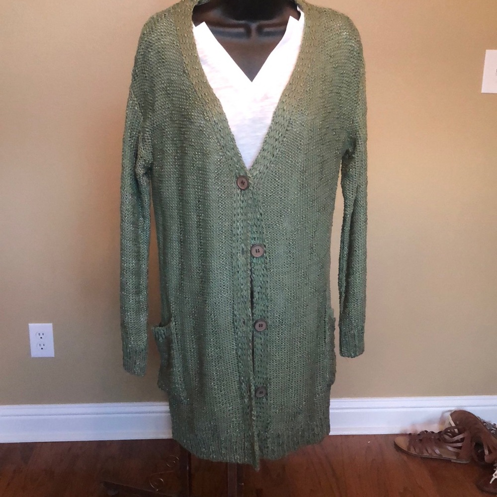 Forest green button up cardigan